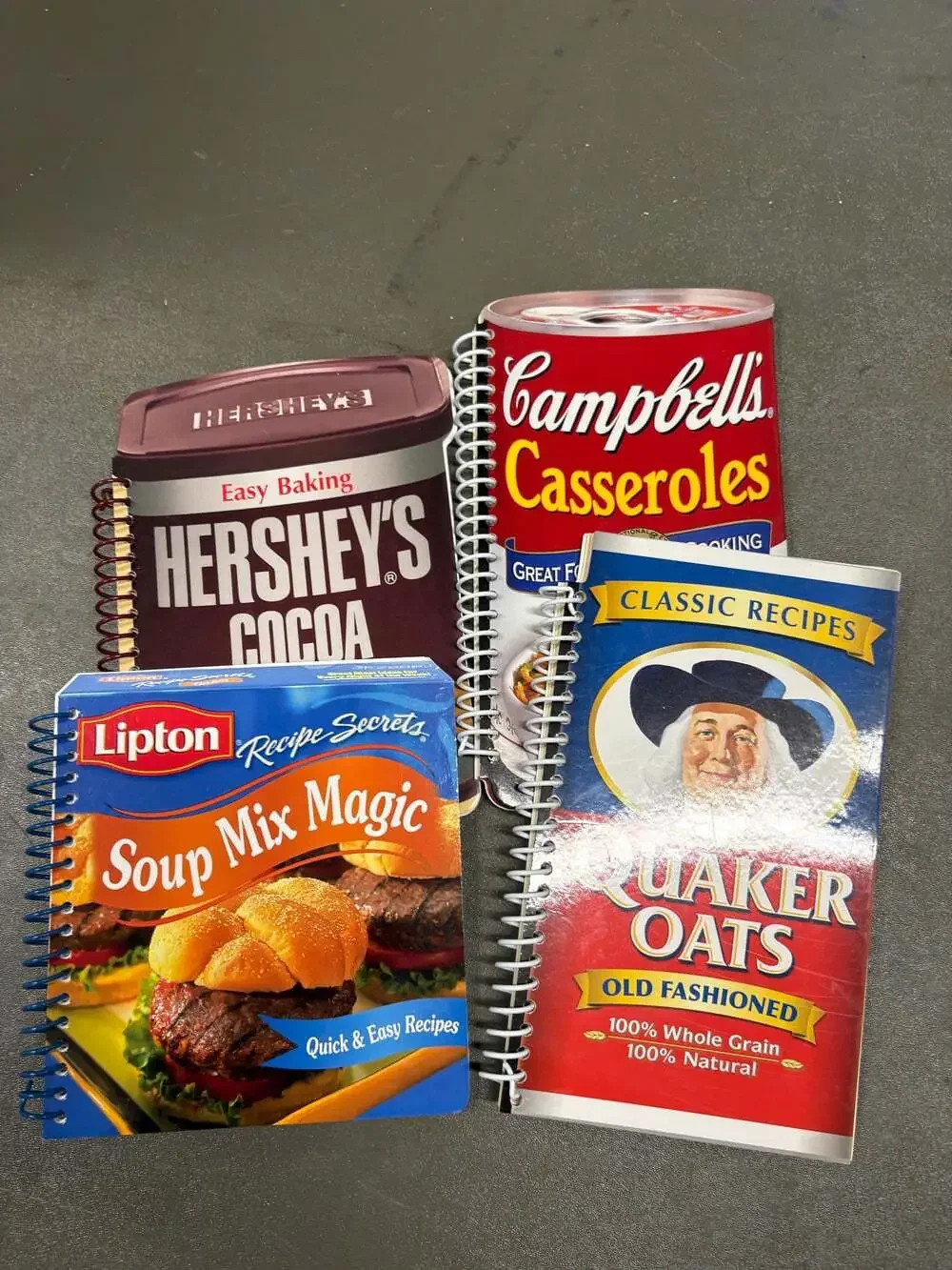 Lot of 4 Spiral Bound Cookbooks Campbell's Hershey's Lipton Quaker Oats